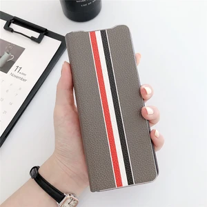 leather flip cover shell for samsung galaxy z fold 2 phone accessories anti fall phone protective case smartphone case free global shipping