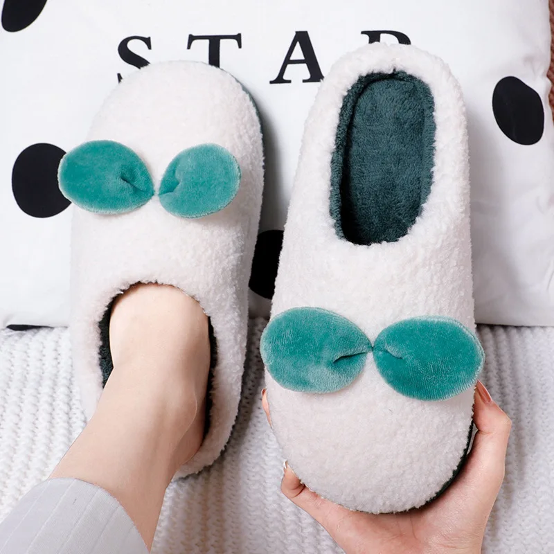 New Thick Cotton Slippers Female Autumn And Winter Cute Home Indoor Floor Plush Cotton Drag Non-Slip Warm Silent Couple Slippers