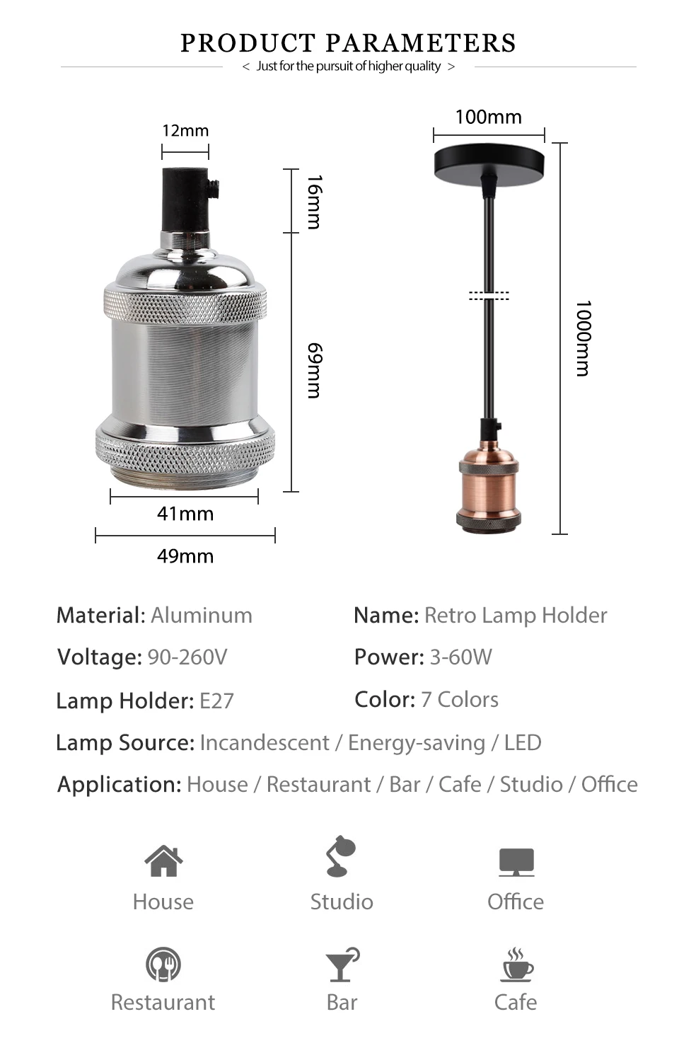 KARWEN винтажный держатель лампы edison E27 винтовая лампа база 110 В 220 В алюминиевая световая розетка промышленная Ретро фурнитура держатель лампы подвесной светильник
