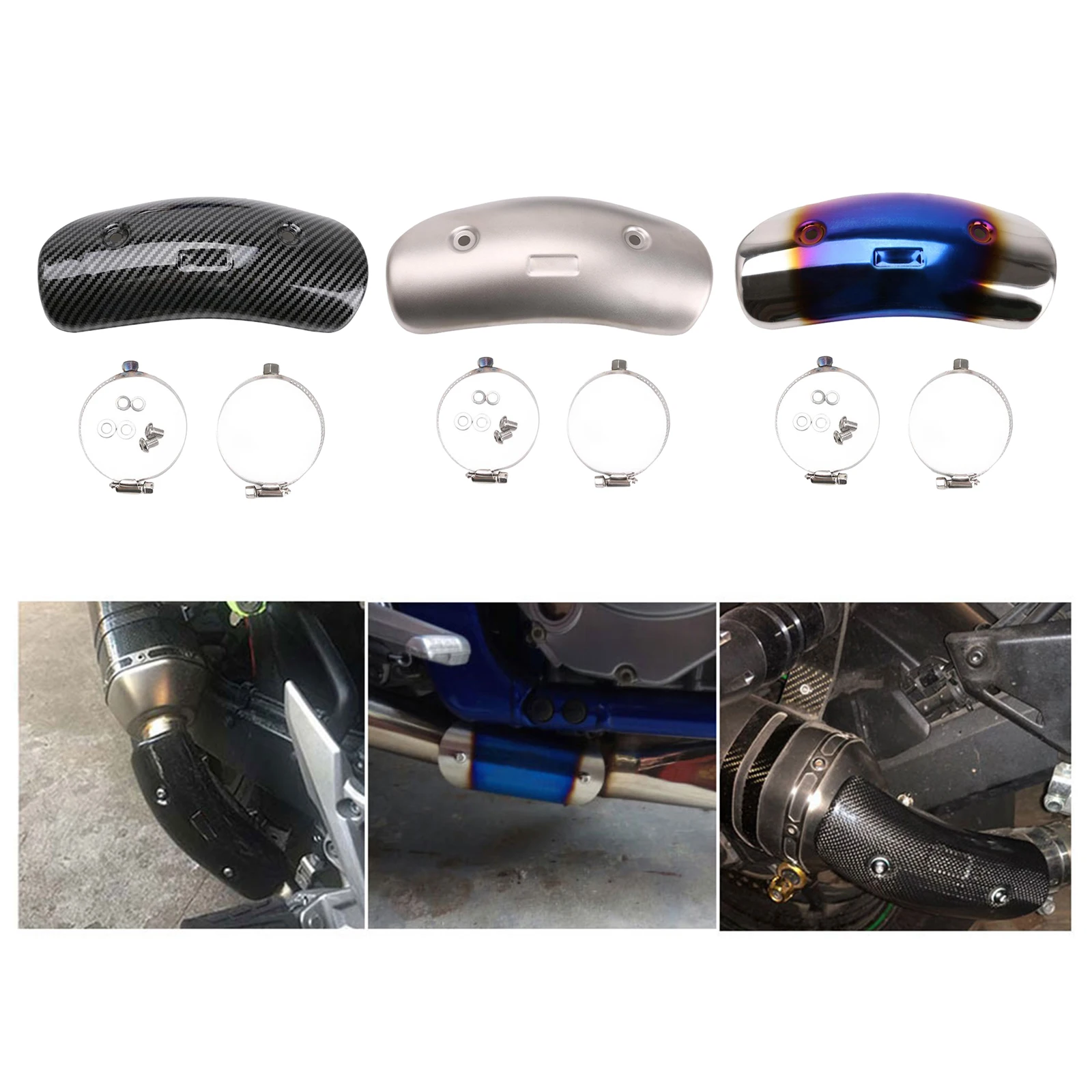 

Carbon Fiber 19.5cm Exhaust Heat Shield Middle Pipe Guard Kit with 2 Clamps