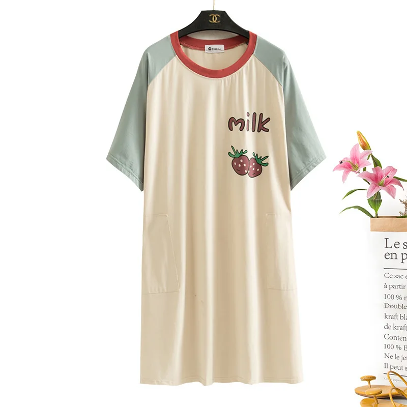 

2020 Korean Nightdress Women'S Spring Summer Short-Sleeved Women'S Sweet Print Nightwear Sleepwear Home Clothes Nightdress