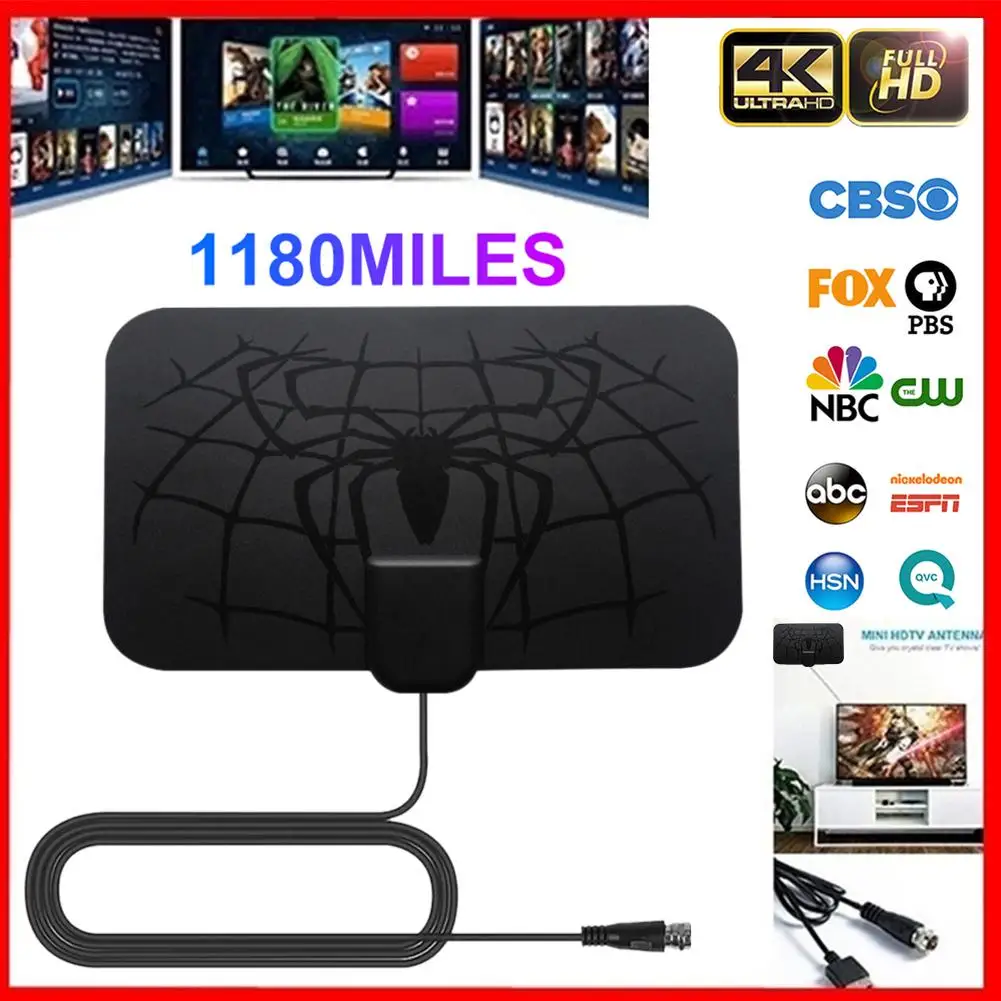 

1180 миль 4K цифровая HDTV комнатная ТВ антенна с усилителем сигнала Усилитель ТВ радиус антенна USB HD ТВ антенны антенна