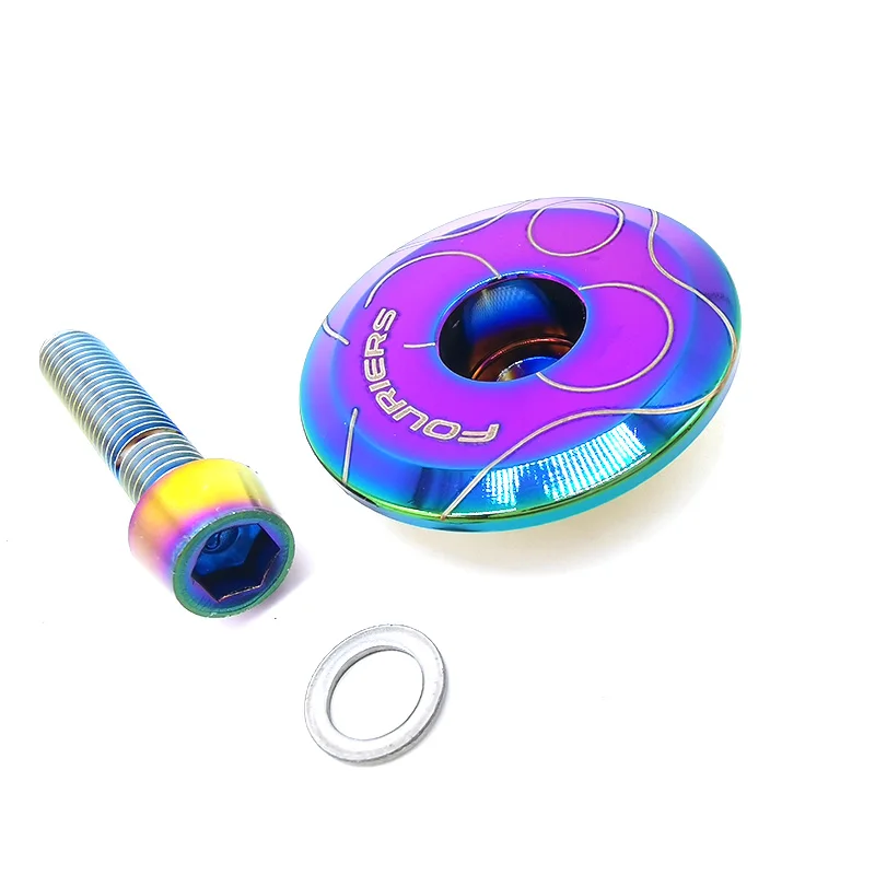 

Fouriers TC-DX012 Bike Headset Cover Bicycle Stem Titanium Top Cap For 28.6mm 1 1/8" Fork