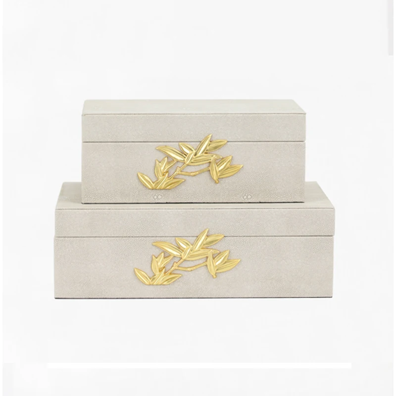 

Amazing texture household sets desktop decoration gold leaf plated decorative jewelry box storage case