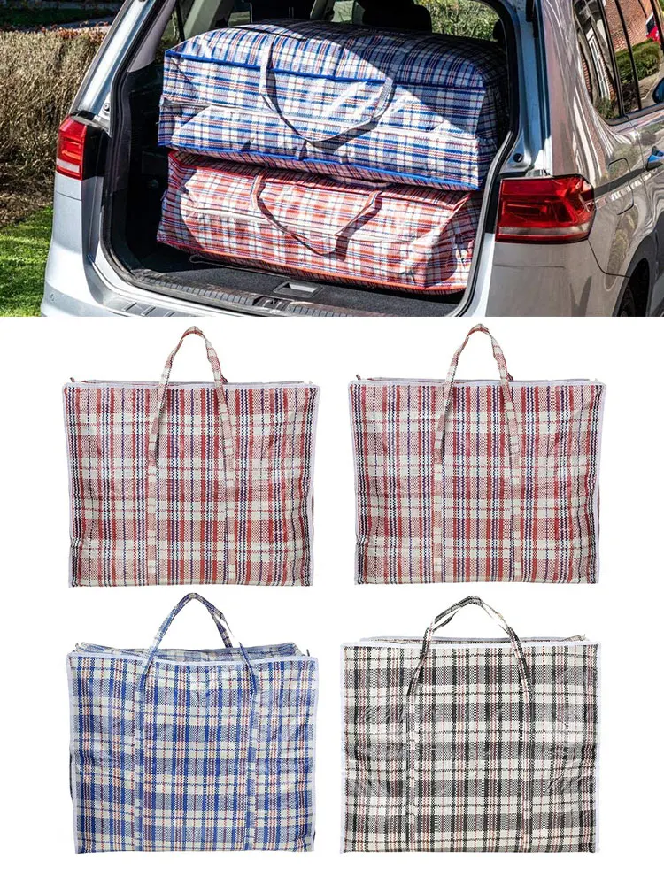 

Laundry Storage Bags Checked Pattern Storage Container Bag Sundries Durable Strong Laundry Universal Bag with Zipper 4PCS