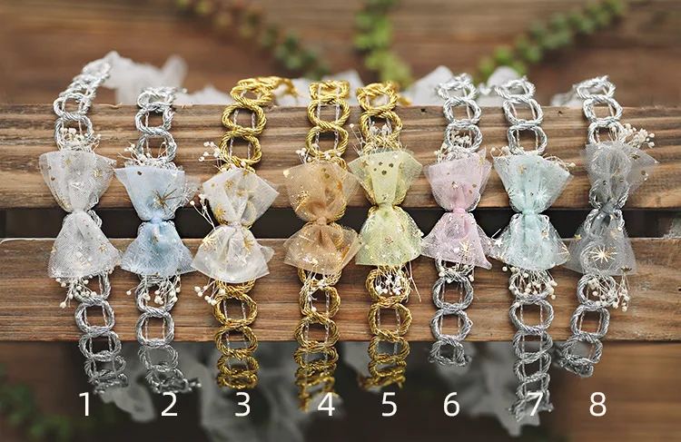 

8 Colors Newborn Photography Props Hot Stamping Starlight Bowknot Headdress Head Flower for Baby Photo Shooting Prop Accessories