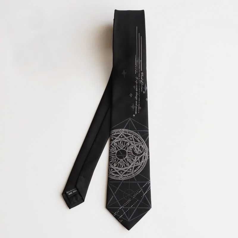 Free shipping New Men's fashion Original Wheel of Destiny Tarot Black Tie Dark Pattern Personality Divination necktie | Аксессуары