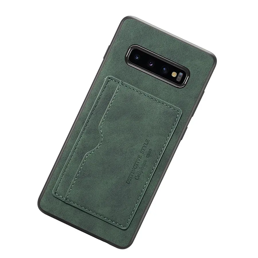 Винтажный держатель для карт, чехол для телефона samsung Note 9 Note 10 pro, подставка-книжка, PU кожаный чехол для samsung S10 E Plus - Цвет: Green