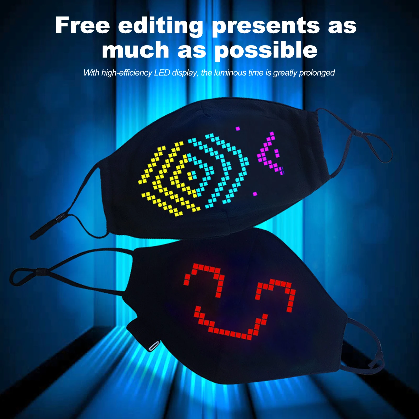 Led Party Masks Wireless BT App Control DIY Face Mask USB Rechargeble Halloween for Raves Festivals | Дом и сад