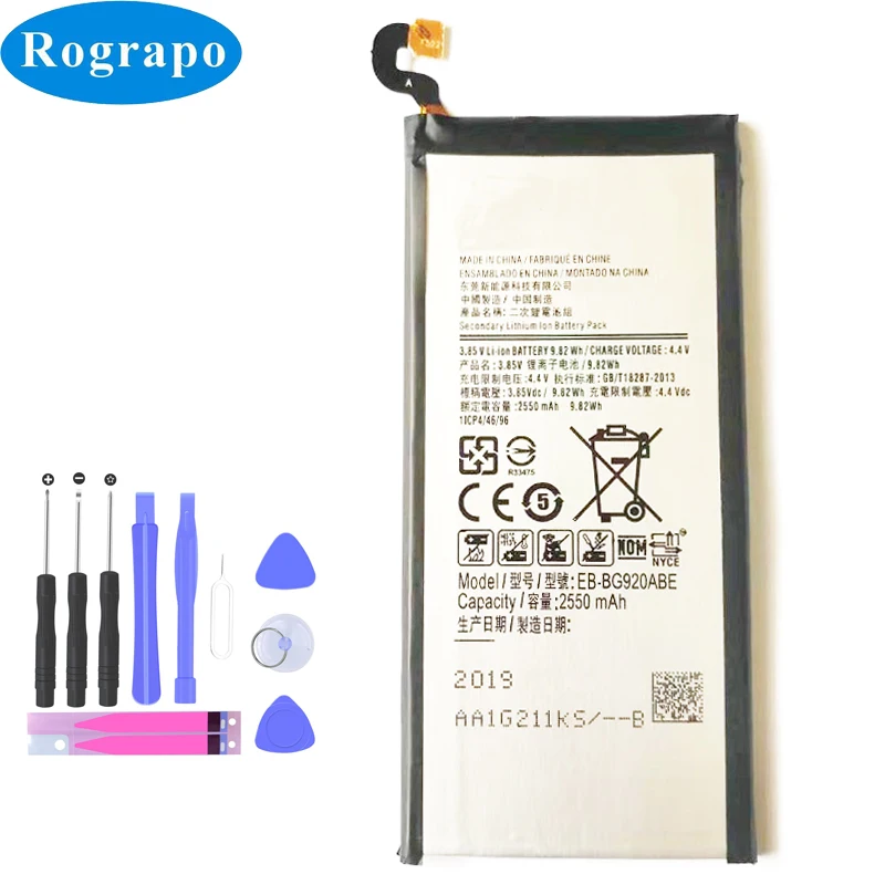 Новый 2550 мА/ч EB BG920ABE батарея для телефона Samsung GALAXY S6 G9200 G9208 G9209 G920F G920I G920 G920A G920V G920T
