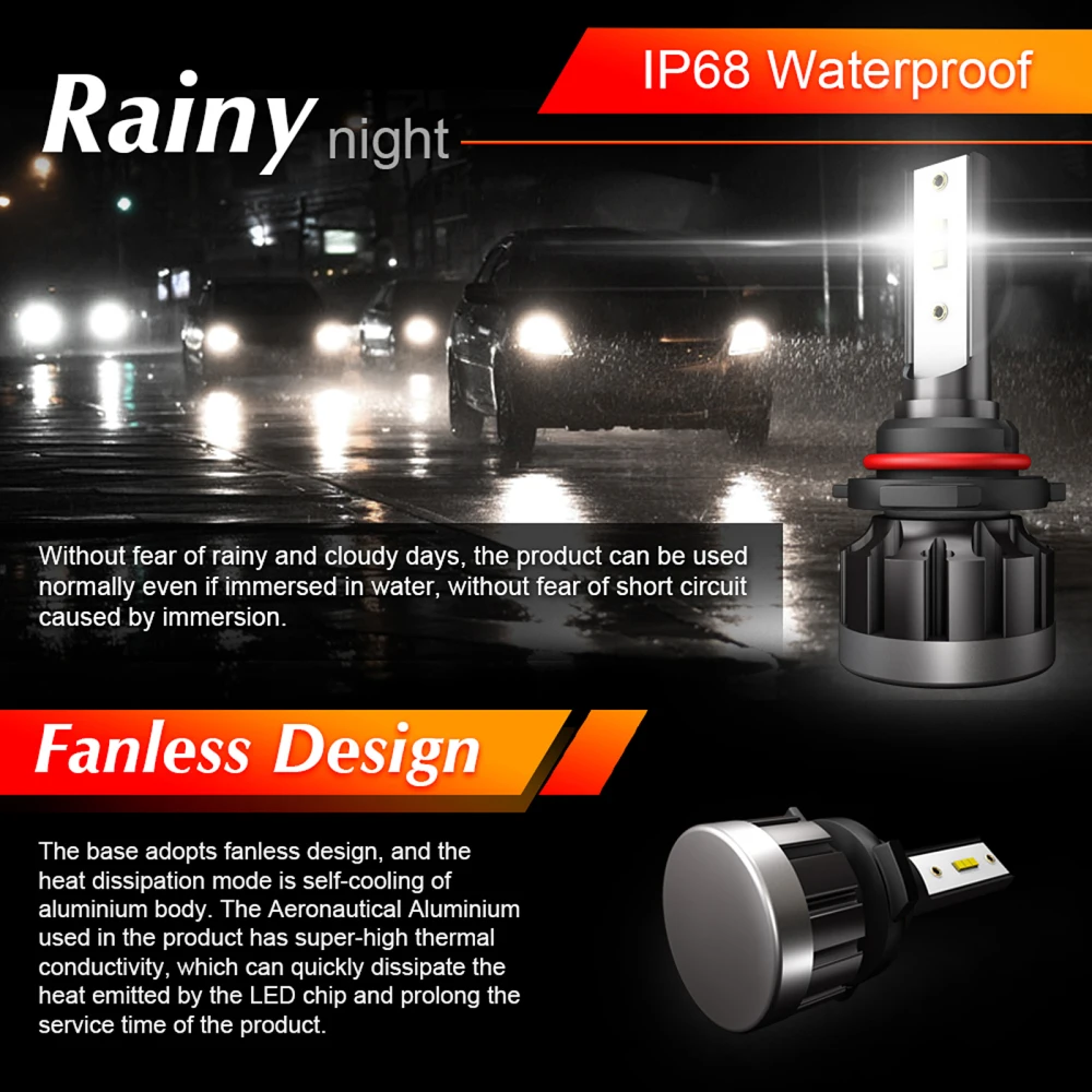 

Headlight Led Headlights LED Bulb Super Bright 6000K 40W/Pair 1 Pair Car Parts Lamps Bulbs 2pcs IP68 Waterproof Light
