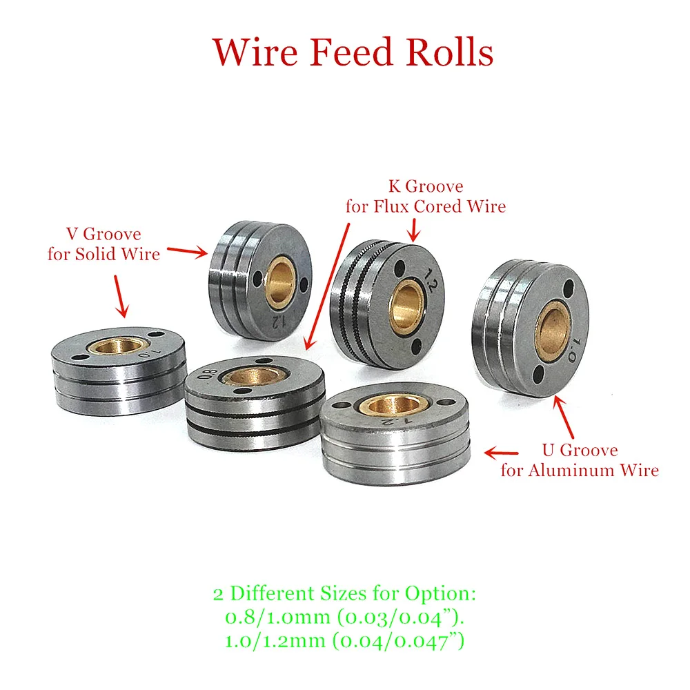 Wire Feeder Roll V U K Knurl Groove 0.8 1.0 1.2mm for Steel Aluminum Flux Cored Wire MIG Welding Machine