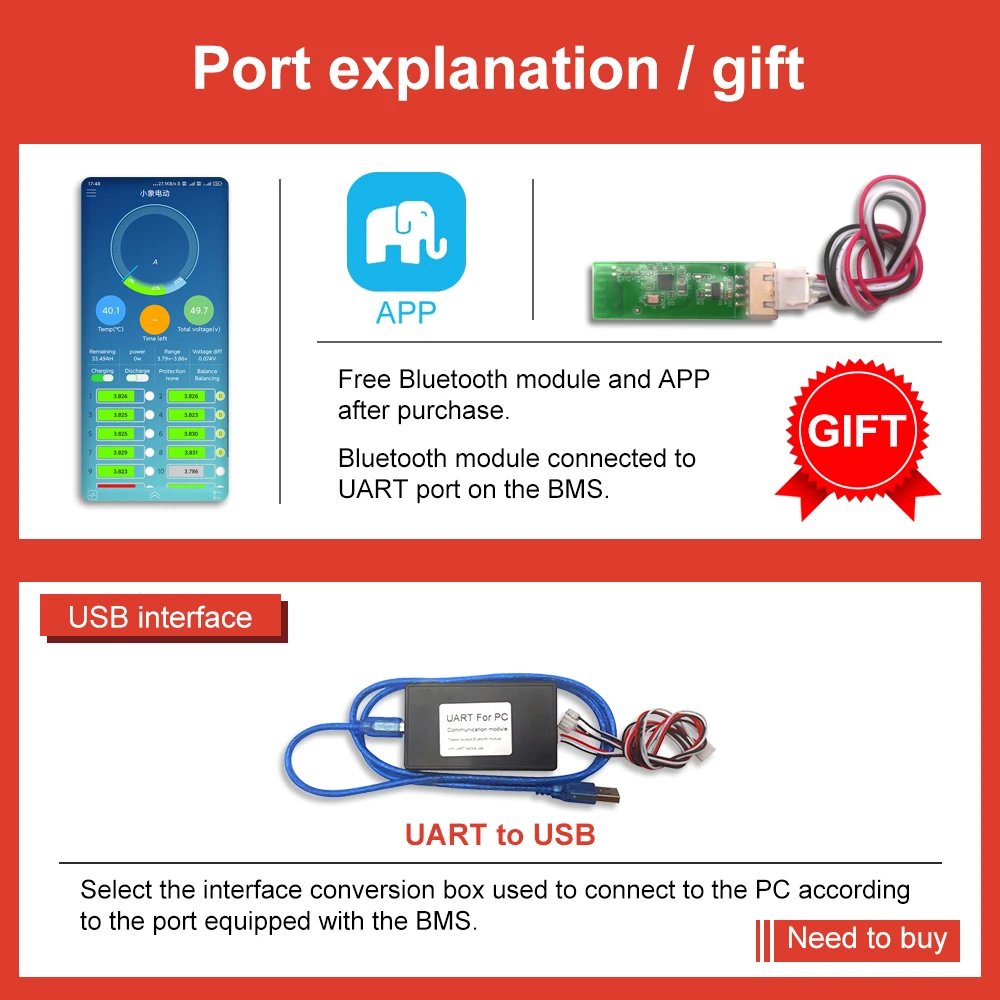 QUCC Smart BMS 4S Lifepo4 3S 12 в 3 7 а 2 80 А 60 выдерживает Высокое напряжение Bluetooth UART для