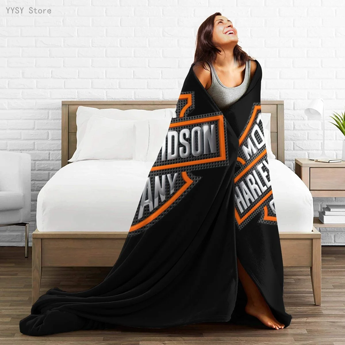 

Harley-Davidson 3D Cartoon Sherpa Blanket Warm Super Soft Flannel Office Nap Bedspread Sofa Bedding Plush Quilt Plaids 314126391