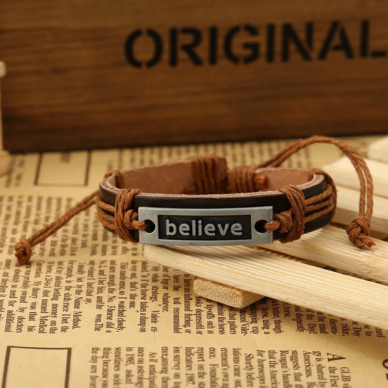 Модные Плетеные Кожаные веревочные браслеты с разноцветным национальным флагом