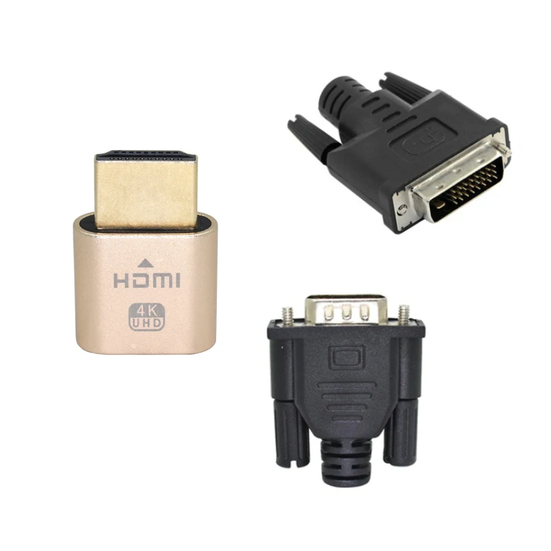 Vga адаптер виртуального Дисплей Hdmi DDC EDID заглушка Безголовый призрак эмулятор
