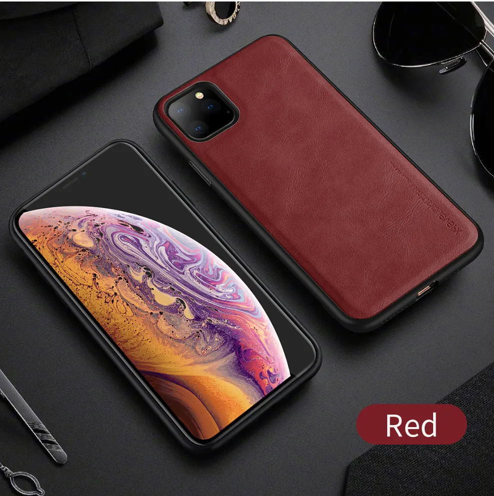 TIKITAKA кожаный чехол в винтажном стиле для iPhone 11 11 Pro Max XR X XS Max 8 7 6 6s Plus, Ультра мягкий силиконовый чехол-светильник - Цвет: Red