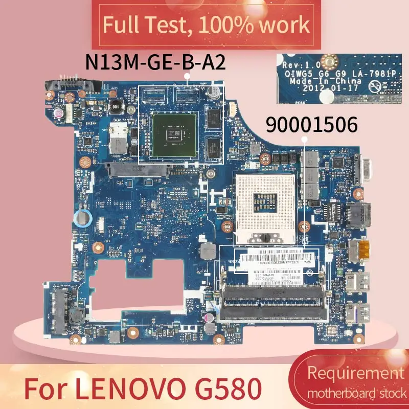 Материнская плата DDR3 для LENOVO G580 материнская ноутбука 90001506 11S90001506ZZ SLJ8E 100% рабочий