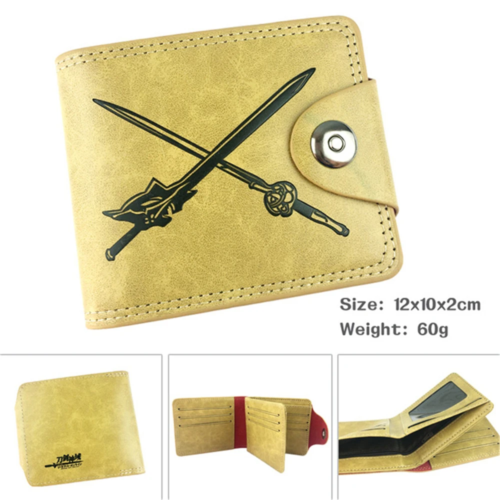 

PU Bifold Hidden Discount Wallet Anime Sword Art Online SAO Note Compartment Men's Leather Coin Photo Credit Cards Holder Purse