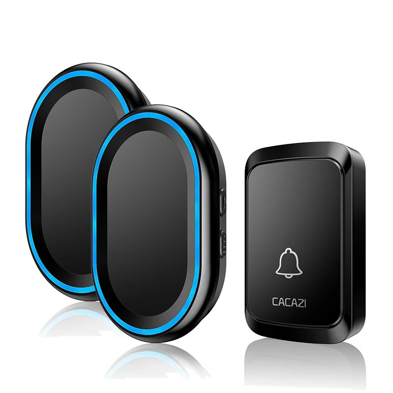 

CACAZI 58 Chimes Waterproof Wireless Doorbell 300M Remote EU US UK Plug Smart LED Door Bell Battery 1 2 Button 1 2 3 receiver