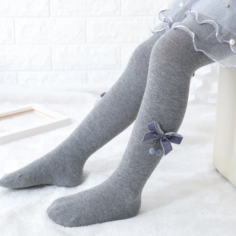 Детские колготки с бантиком и помпоном детские чулки по колено Чулочные изделия