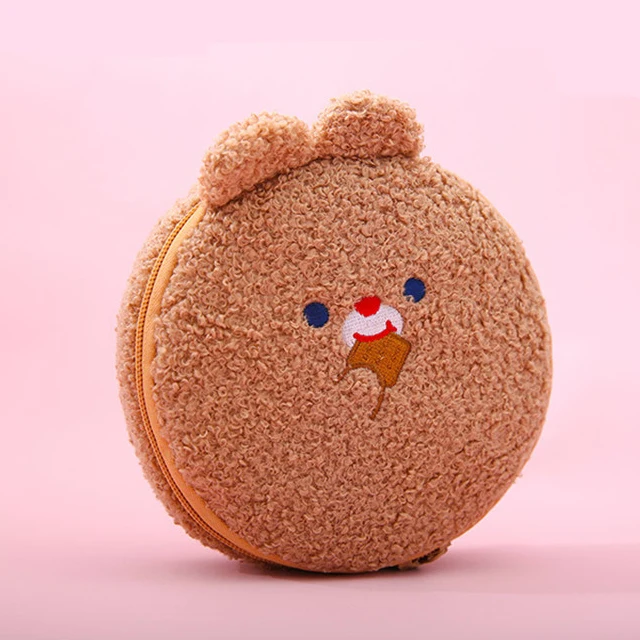 brown Milkjoy, мультяшная косметичка, плюшевая, вышивка, коробка для макияжа, для женщин, для путешествий, портативная, для макияжа, кисть, органайзер, сумка, клатч - Цвет: brown