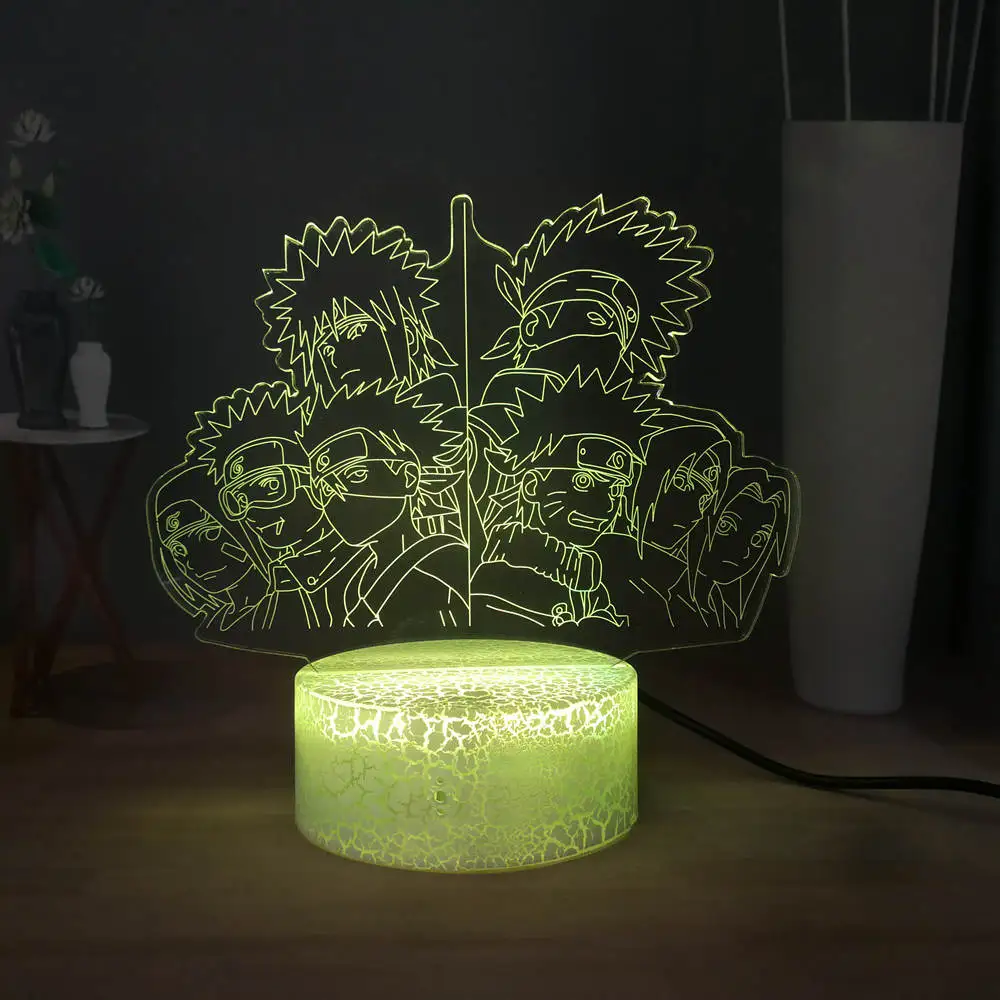Светодиодная лампа ночник светильник фигурки Наруто 7 цветов настольная
