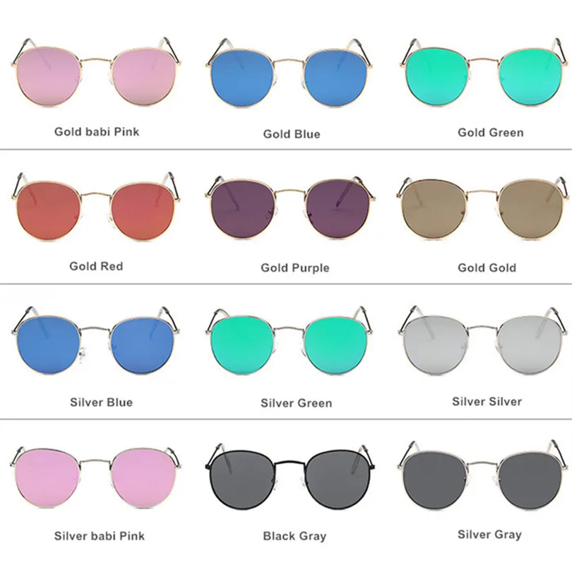 

Round Sunglasses Women Female Coating Reflective Mirror Glasses UV400 Vintage Brand Designer Trend Circular Frame Sun Eyeglasses