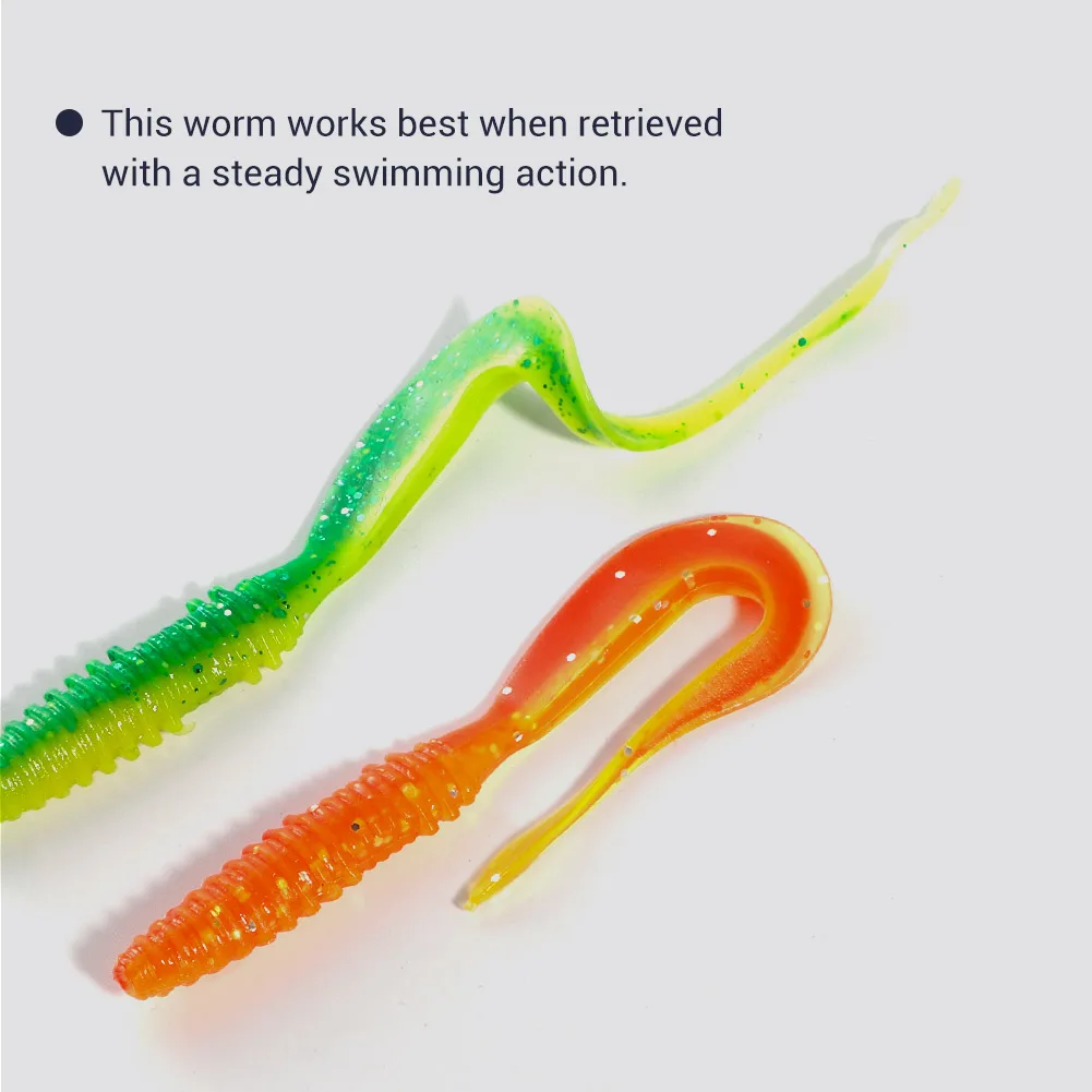 NOEBY Soft Silicone Fishing Lure  6cm 8cm 10cm 14cm Long Tail Artificial Curl Worm Soft Bait Swimbaits for Bass Fishing Lures