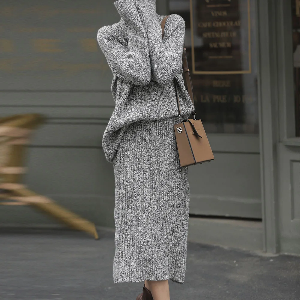 Женский трикотажный комплект из двух предметов повседневный свободный свитер и