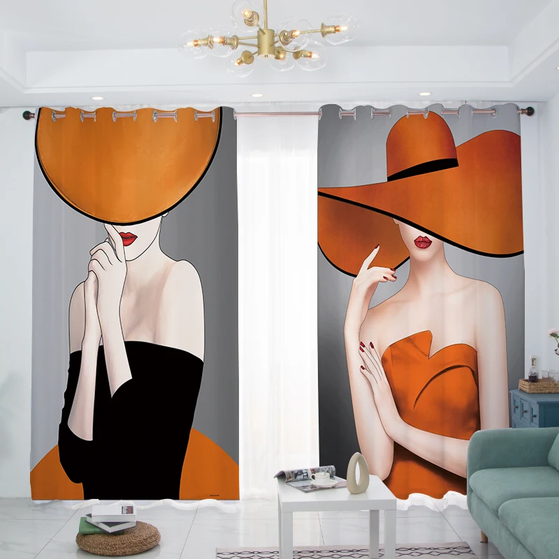 

2021 Creative Blackout Curtains for Living Room Bedroom Backdrop Curtain Girls Portrait Printed Drapes Window Screening Panels