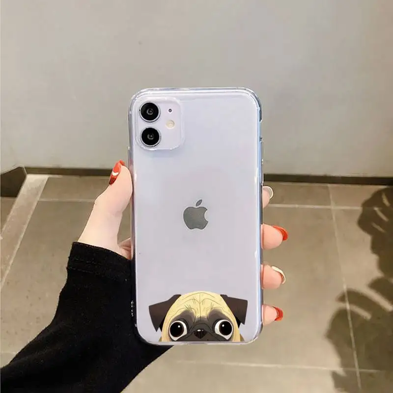 

cute funny cartoon dog Phone Case Transparent for iPhone 6 7 8 11 12 s mini pro X XS XR MAX Plus