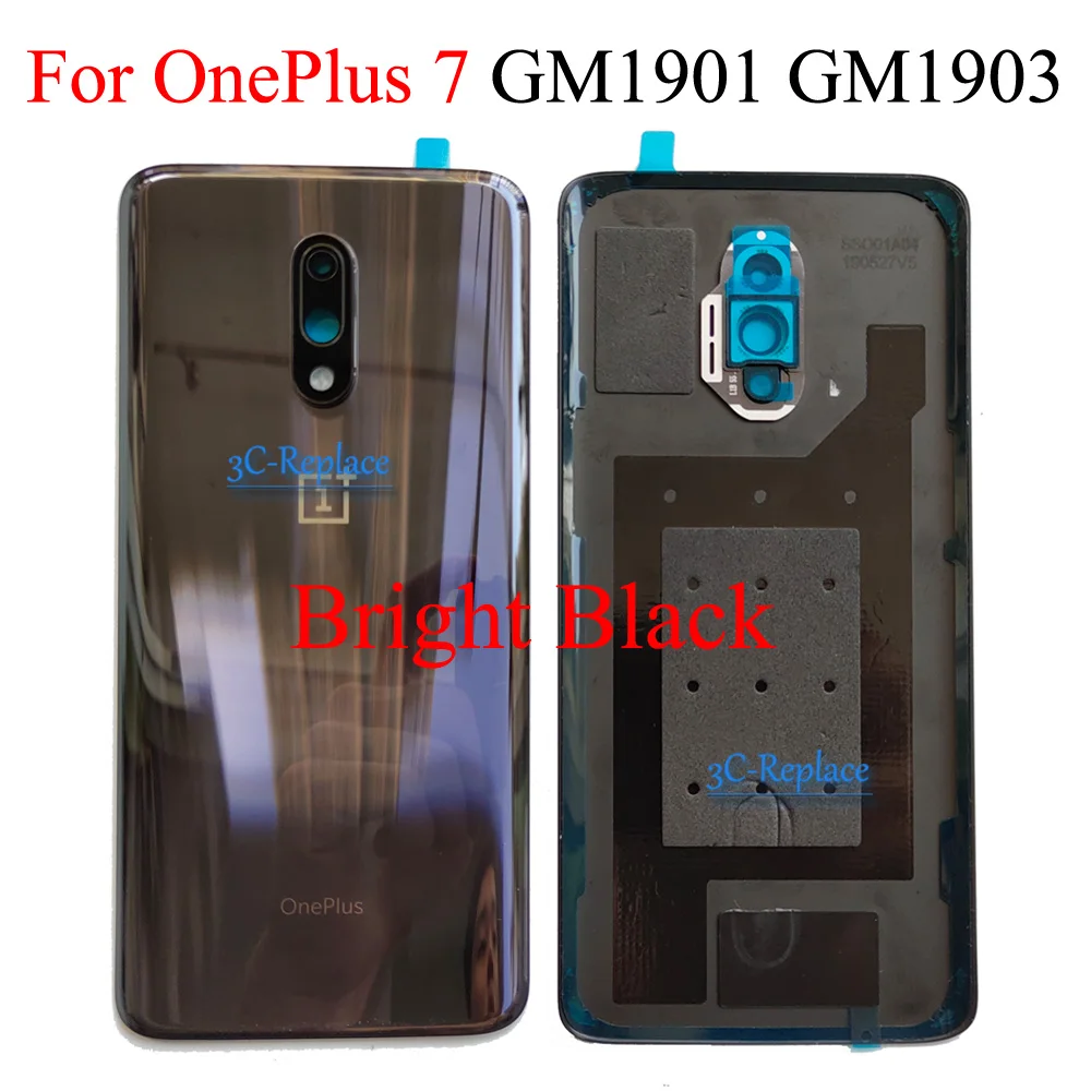 Black Oneplus 7 Для Oneplus X 2, 3, 3 T, 5, 5, 6, 6 T, 7 Global задняя крышка батарейного отсека, корпус, чехол, Задние стекла, запчасти One plus 1+ 7 PRO GM1910, GM1911 - Цвет: Black Oneplus 7