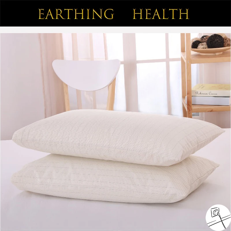 

2 Pieces Anti-static Earthing Fitted Pillowcase Big Size 50*75cm Contuctive Silver Fiber EMF Protection for Better Sleeping