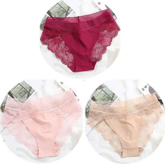 NK01-3PCS Женские трусы больших размеров Женские трусики Комфорт Белье Кружевное белье Трусы Ice Silk выдалбливают сексуальное женское белье calcinha - Цвет: NK01-3PCS