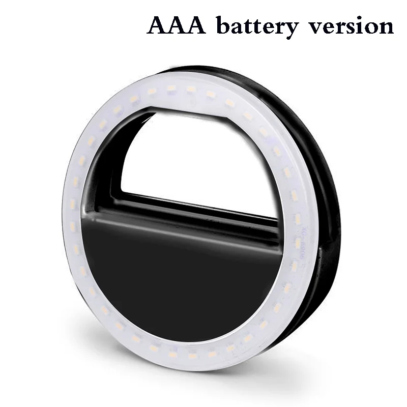 black (no Battery) Rovtop Универсальный светодиодный кольцевой светильник для селфи портативный мобильный телефон 36 светодиодный S лампа для селфи светящаяся кольцевая клипса для IPhone 6 8 7 Plus - Цвет: black (no Battery)