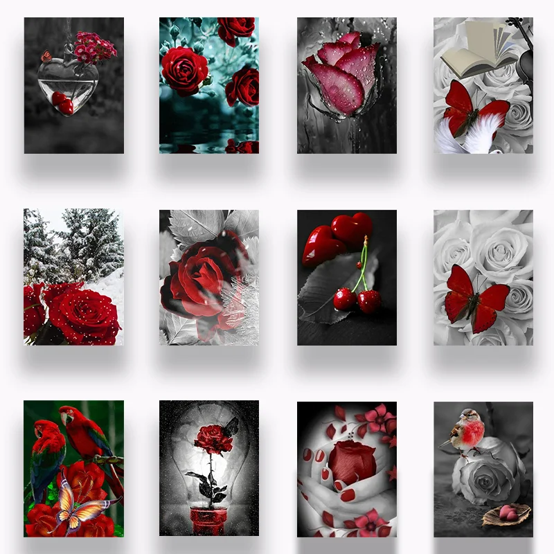 

5D Diamond "Rose Flower Landscape" Diamond Embroidery Full Circle/Square Diy Diamond Painting Cross Stitch Home Decoration