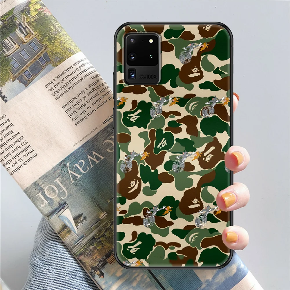 

Fashion brand APE x Cat tom Phone case For Samsung Galaxy Note 4 8 9 10 20 S8 S9 S10 S10E S20 Plus UITRA Ultra black fashion
