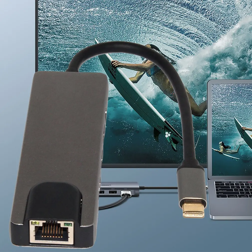 5 в 1 usb type C концентратор Hdmi 4K USB к Gigabit Ethernet Rj45 Lan адаптер для Mac book Pro Thunderbolt 3 USB-C