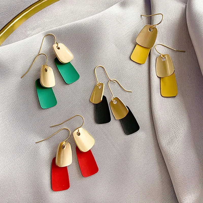 Модные Геометрические Квадратные висячие серьги золотого цвета для женщин