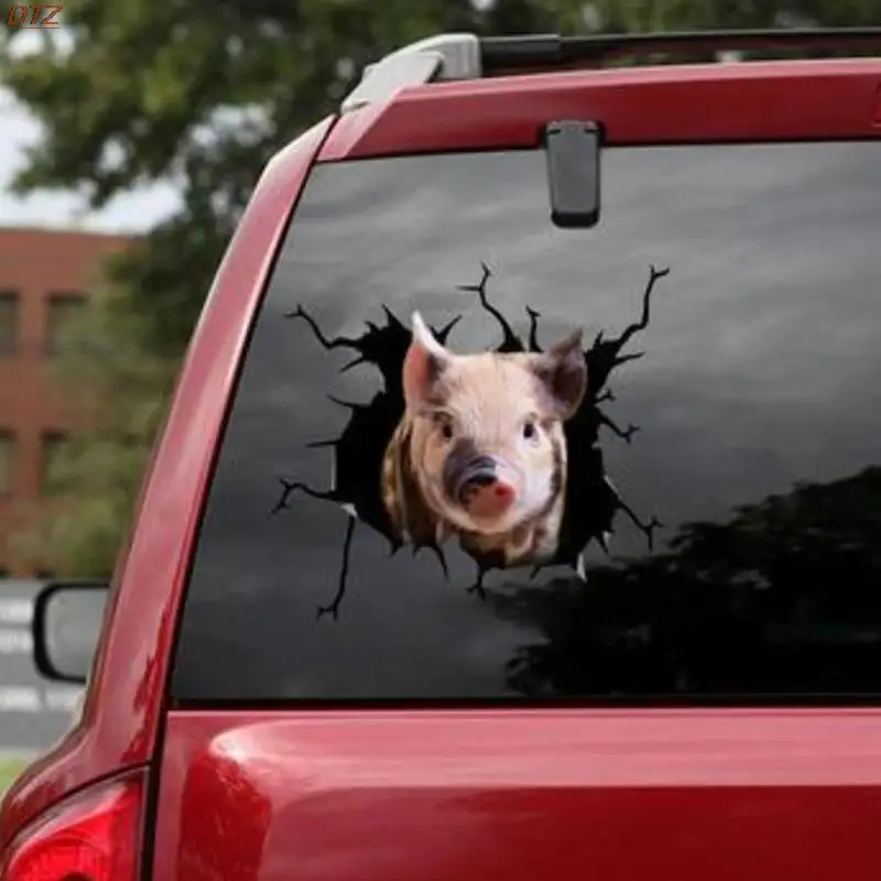 Забавная виниловая наклейка в виде свиньи трещинах для автомобиля аксессуары