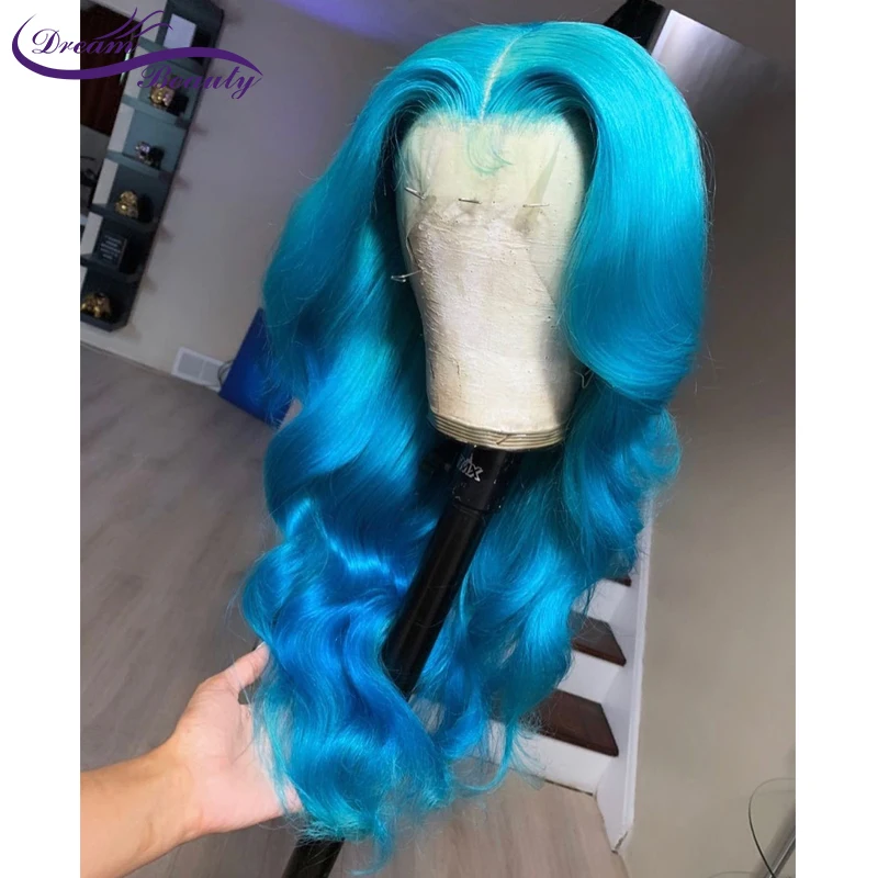 Синий Цветной #613 Синтетические волосы на кружеве парики из натуральных волос с