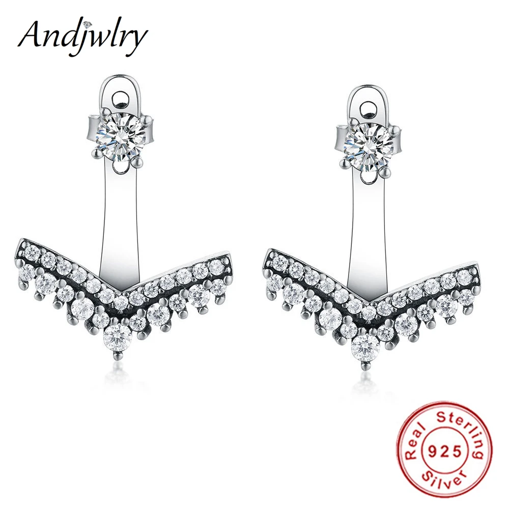 Подлинные серьги принцессы из стерлингового серебра 925 пробы прозрачные