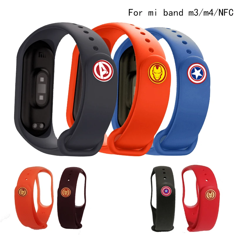 Марвел Мстители mi Band 4 ремешок xiaomi 3 умный Браслет для band Ремешок M4 NFC .. |
