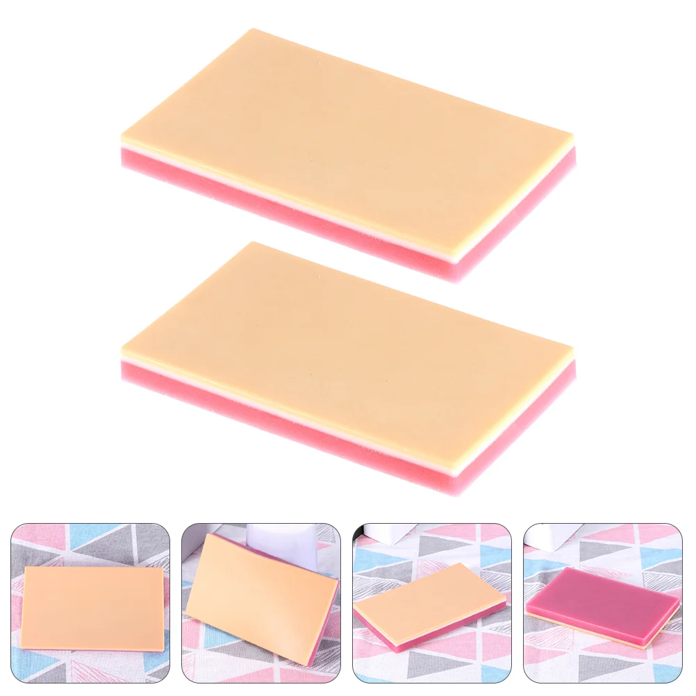 2pcs Student Realistic Suture Training Supplies Silicone Human Skin Suture Training Model