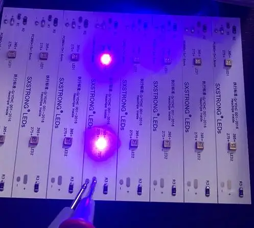 

Portable Bicolor UVC275nm+UVA400nm LED Diode for Germicidal lamp 5.7v 60ma 90*15*1.6mm