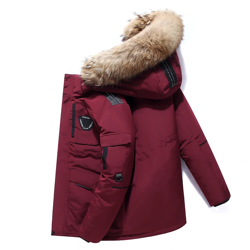 Winter New Men Solid Color Parkas White Duck Down Men's brand Collar Warm Thick Jacket Male Detachable Hat Casual Parka Coat