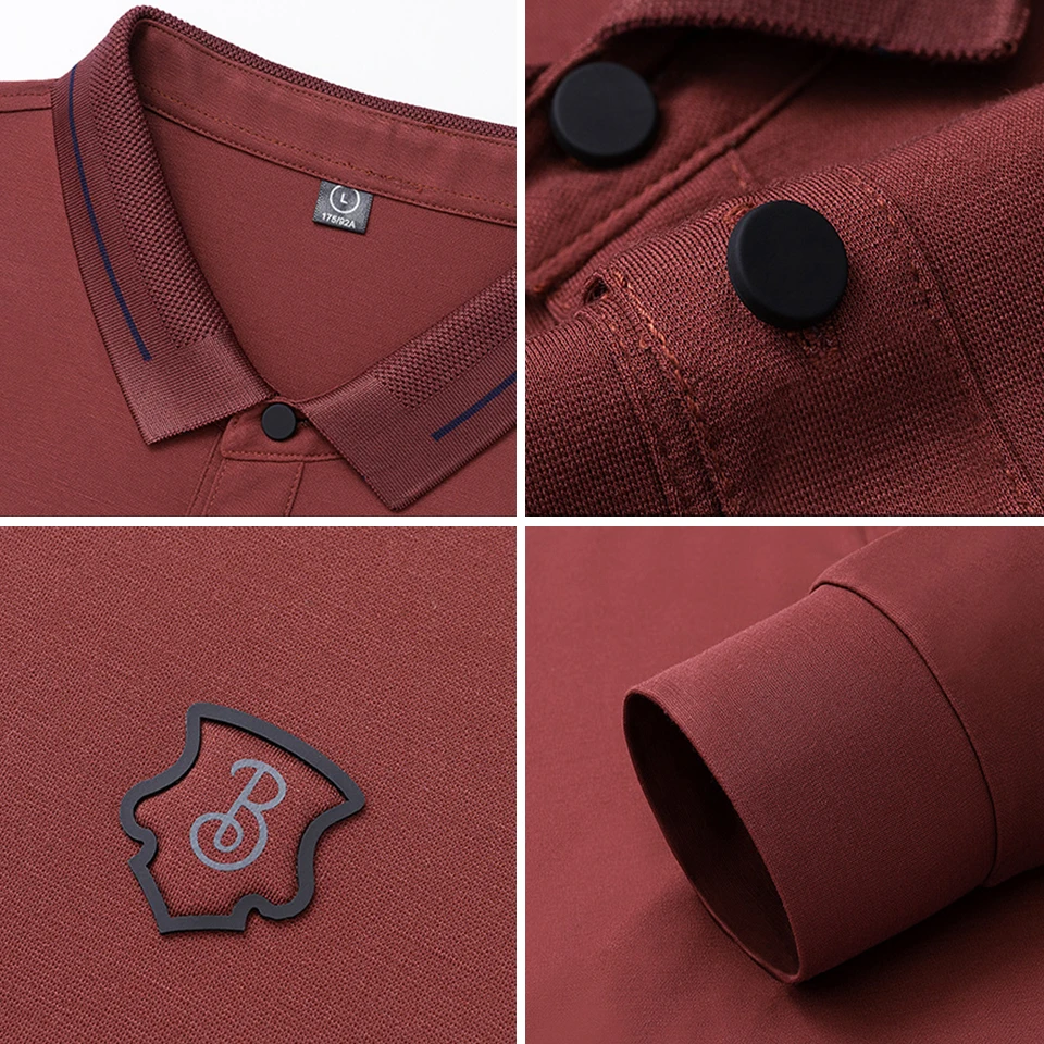 DARPHINKASA Мужская рубашка поло с длинным рукавом сплошной цвет хлопок 2020 Новая осень