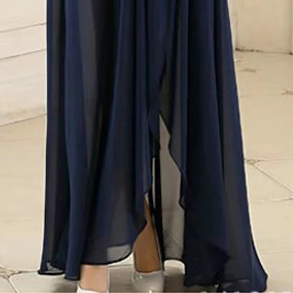 

Chiffon Lace Strapless Long Evening Dress Sexy Slim Prom Dresses Sleeveless Evening Gown Formal Robe De Soiree For Wedding Party