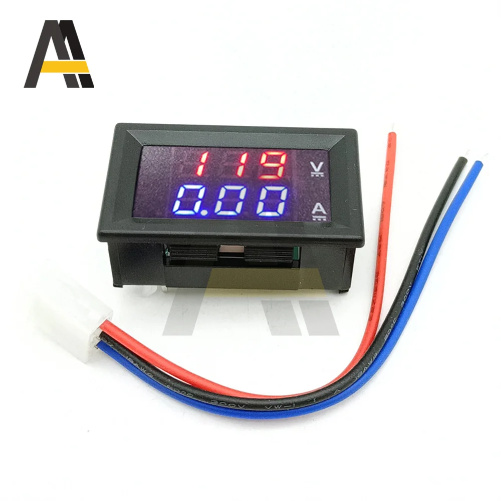 DC 6-120V 10A 50A 100A Digital Voltmeter Ammeter Dual Display Voltage Detector Current Meter Panel Amp Volt Gauge Red Blue LED